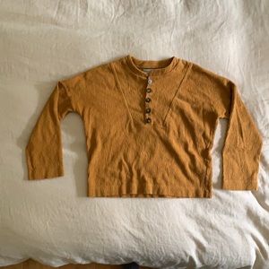 Long Sleeve Texture & Thread Mustard Top